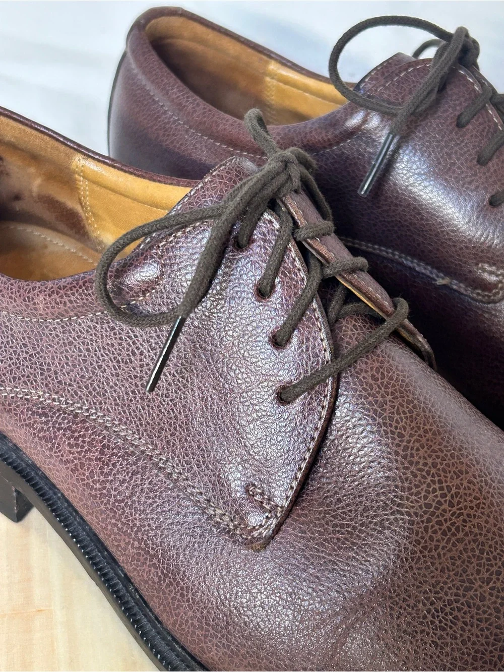 Cole Haan Men’s Brown Leather Lace-Up Derby Dress Shoes Square Toe US 10M